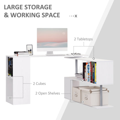 Modern and angular desk for PC, Chamber or White Wooden Office with bookstore