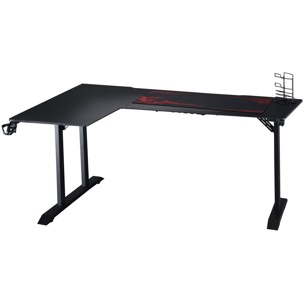 Corner Desk in Black for Gaming and Office with gamepad support and mat - Borgè