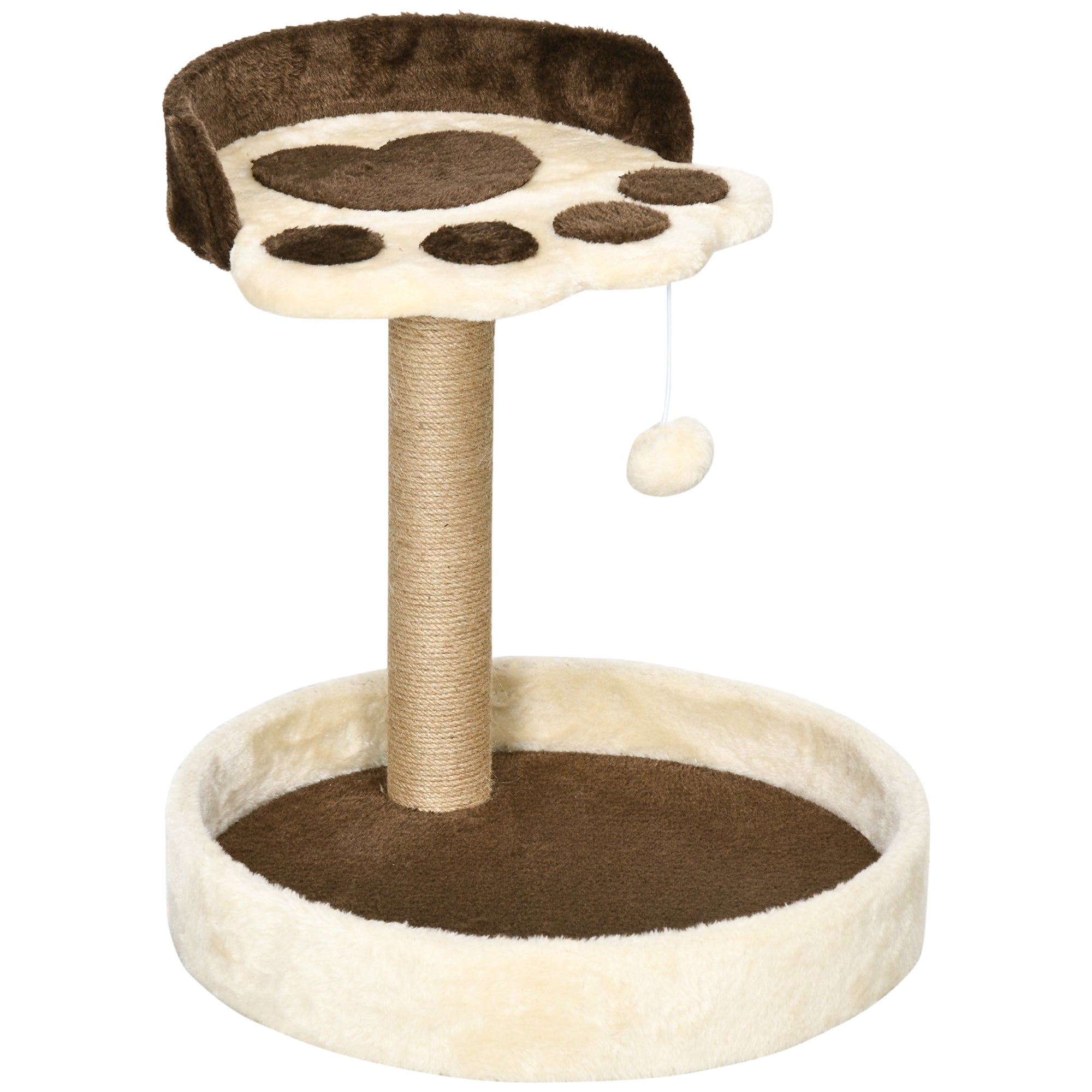 Cat Scratching Pole for Cats up to 5kg with Bed and Play Ball, in Chipboard, Plush and Jute Rope, 41x41x44 cm - Borge' Group Limited