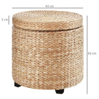 Pouf Round container with Rattan Lipironia coating stool footrest ф43x43cm - khaki - Borgè