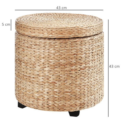 Pouf Round container with Rattan Lipironia coating stool footrest ф43x43cm - khaki - Borgè