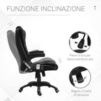 Vash massacre from office and house with adjustable height, 6 massage and heating points, 67l x 74p x 107-116acm, black - Borgè