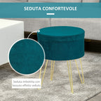 round stool with green velvet container and gold 36x36x45cm - Borgè