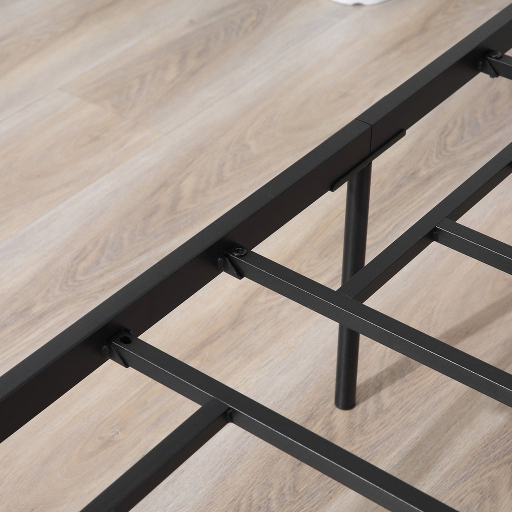 Black Double Bed in Metal/Steel | 160x200cm with Slats, headboard and footboard - Borgè