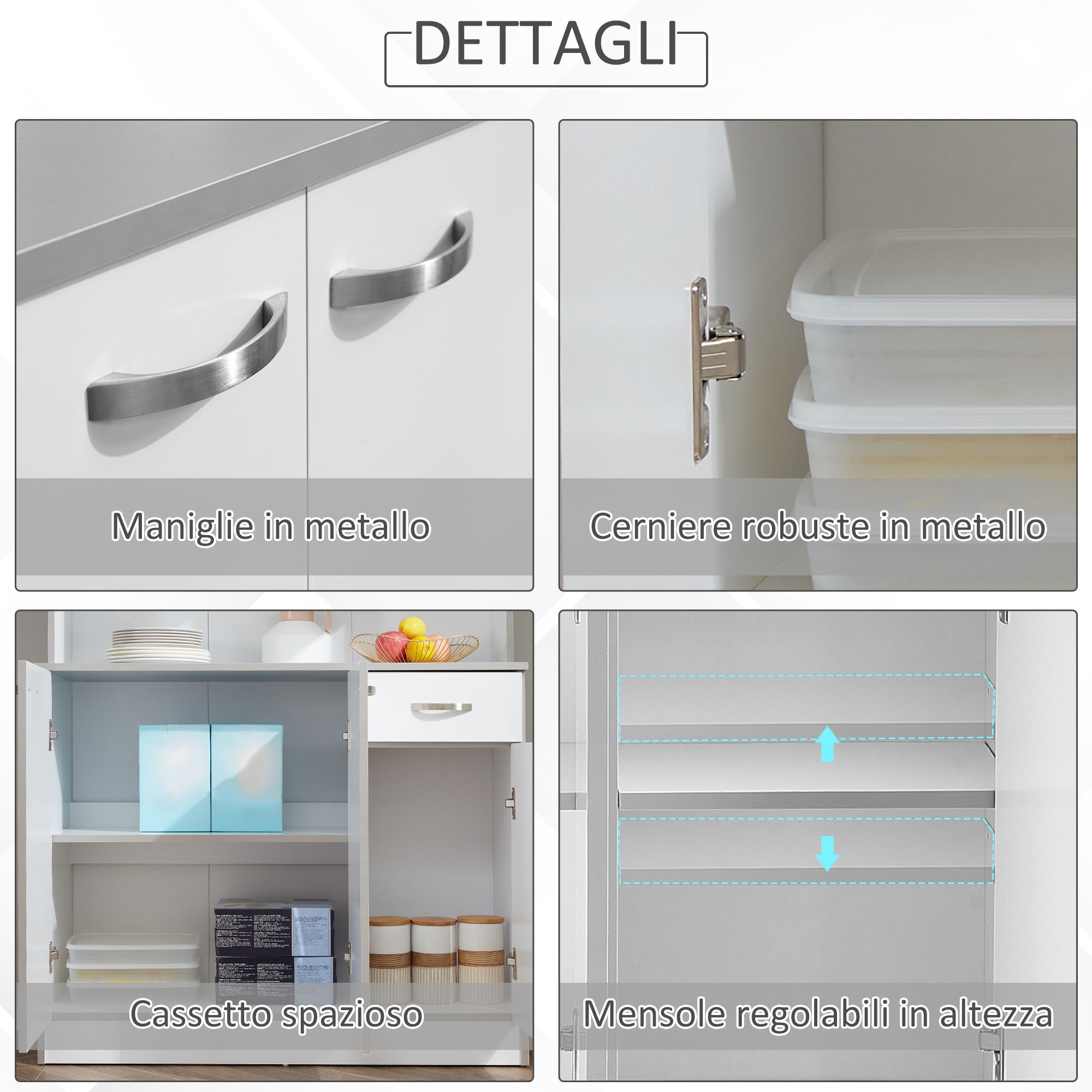 Homcom - Wardrobe with wooden kitchen wall units 101 x 39 x 180cm white - Borgè