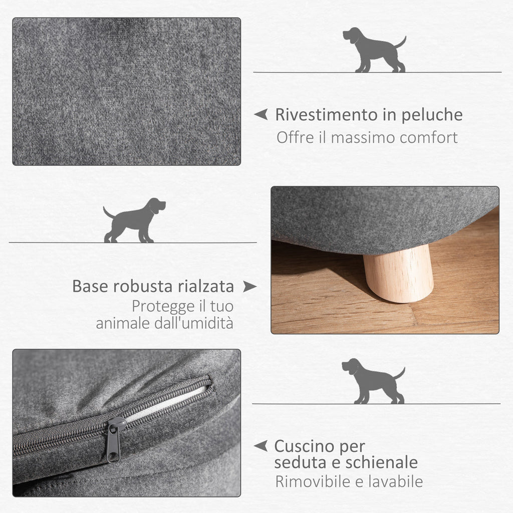 Dog Bed for Small Dogs (Max 10kg) with Washable Cushion, 70x47x30cm - Anthracite Grey - Borge' Group Limited