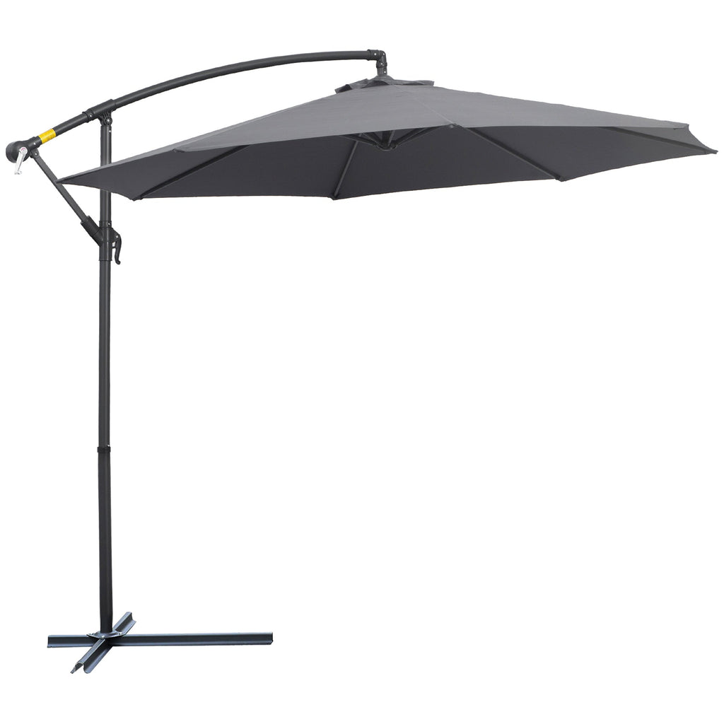 Garden Umbrella 3x2.5 m Arm and Tiltable with Crank, in Steel and Polyester Grey - Borge' Group Limited