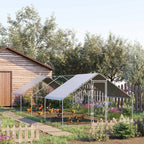 Garden Chicken Coop with Galvanized Frame, Waterproof Cover and Hexagonal Netting, 3x8x2m, Silver - Borge' Group Limited