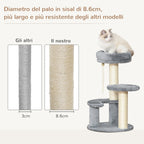 Cat Tree for cats with Scratch Pole, 40x40x225-285 cm - Borge' Group Limited