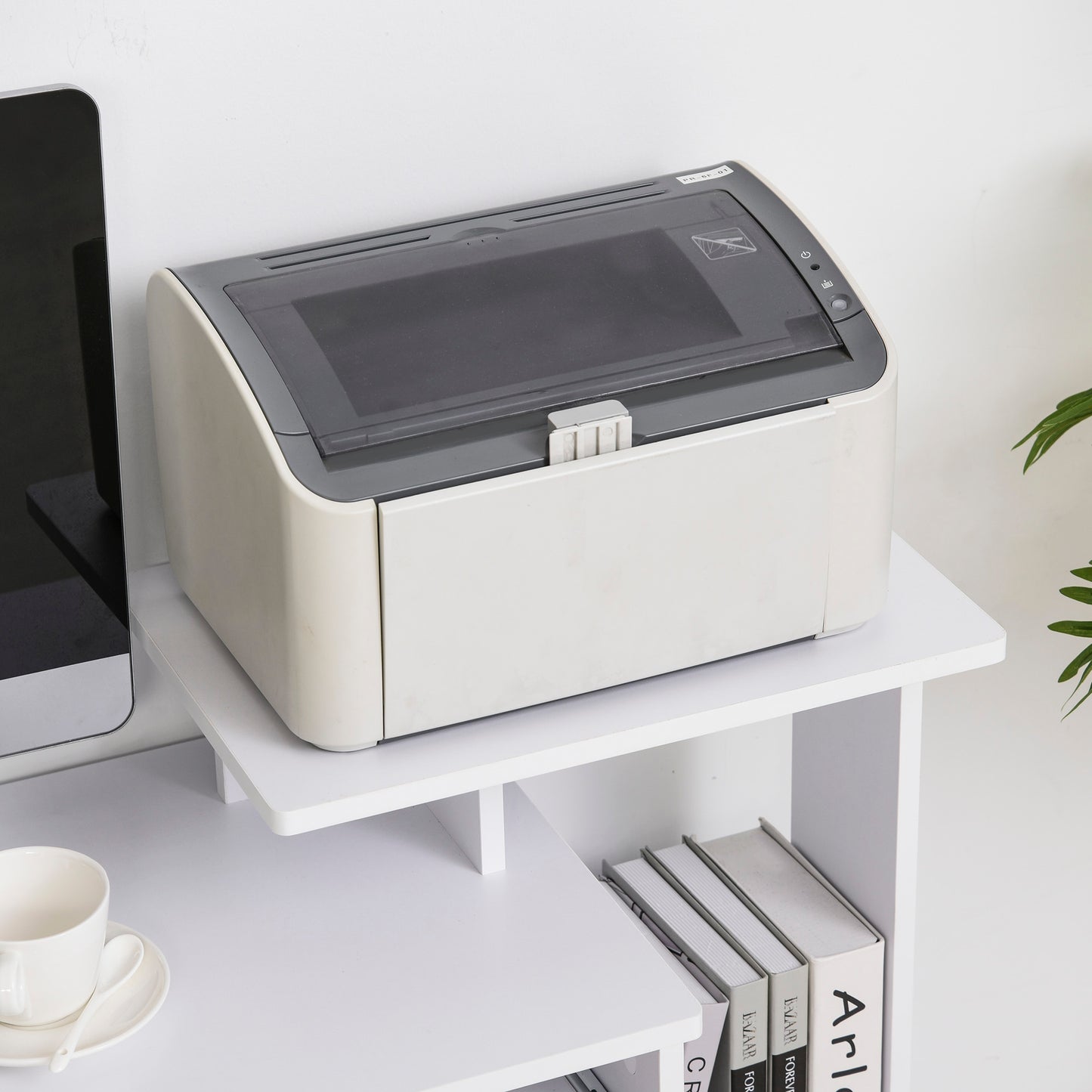 Modern Desk With Keyboard and Fabric Drawer, 100x40x86.6cm, Black and White - Borgè