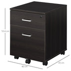 Vadetto chest of drawer with black wooden office with 2 drawers 40 x 44 x 54.6cm - Borgè
