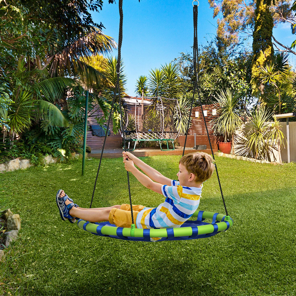 Outsunny swing for children from 3-8 years as a garden Ã˜100cm and adjustable strings, blue - Borgè