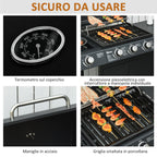 Black Gas Barbecue with 11.6kw Burners, Stove and Shelves - Borge' Group Limited