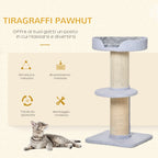 Cat Scratching Post with Bed, Plush Cover and Sisal Pole, 45x45x91cm, Blue - Borge' Group Limited