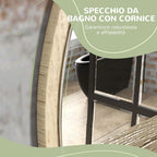 Kleankin Rotondic bath mirror in chipboard and glass with storage shelf and 2 rear hooks, Ã˜45x10 cm - Borgè