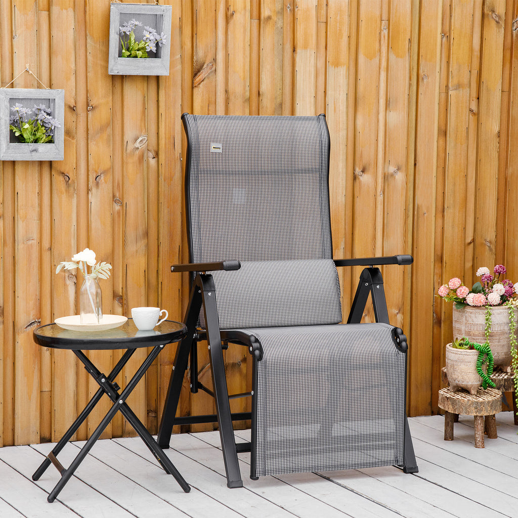 Outsunny Garden Chair Zero Garden Folding Gravity and reclining at 9 levels with lumbar cushion, gray - Borgè