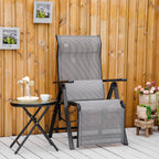 Outsunny Garden Chair Zero Garden Folding Gravity and reclining at 9 levels with lumbar cushion, gray - Borgè