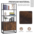 Wall bookcase shelf with doors and 3 wooden and black metal shelves - Borgè