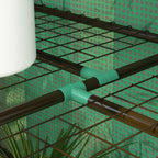 Outsunny garden greenhouse with pear coverage, 6 shelves and 2 roller shown doors, 143x46x151cm, green - Borgè