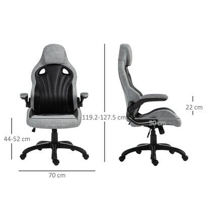 Office Chair Gaming Chair, Ergonomic with High Backrest, Swivel and Adjustable Height, Black and Grey