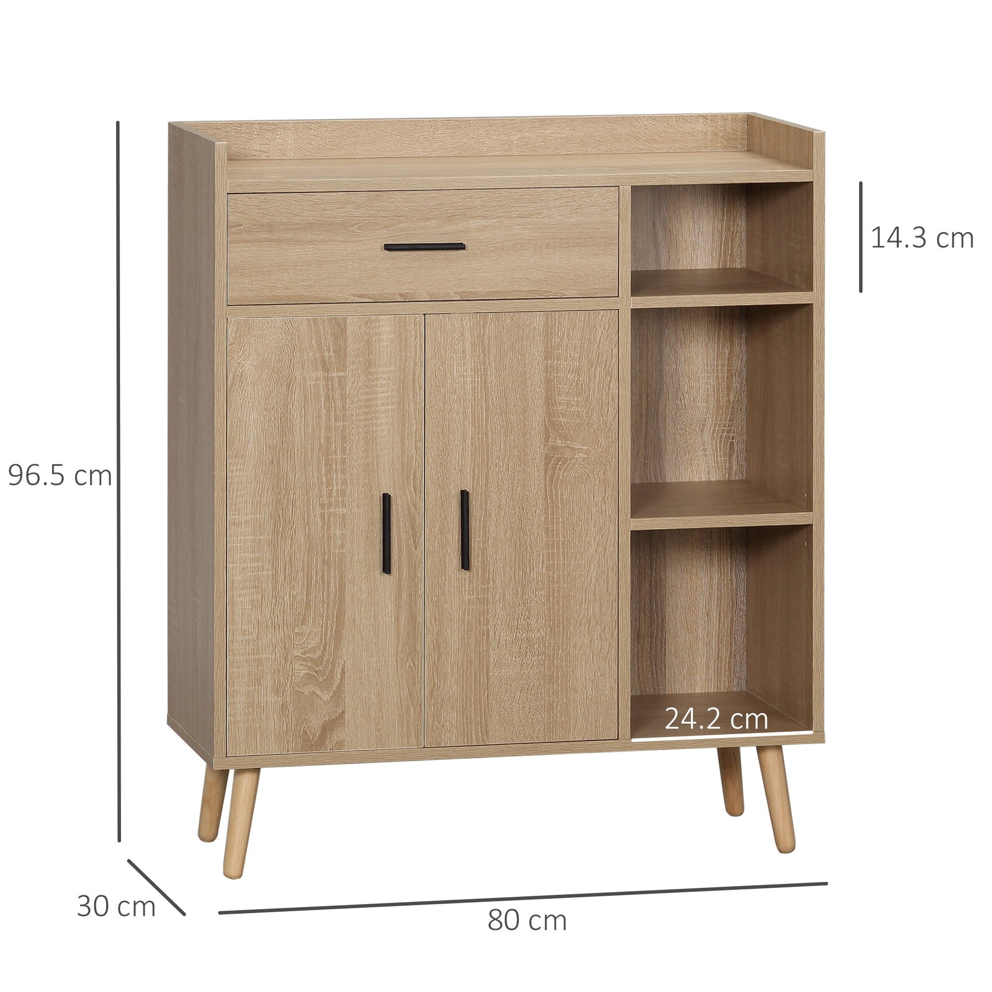 Multiuse Modern Credenza With Wooden locker and drawer 80x30x96.5cm - Borgè
