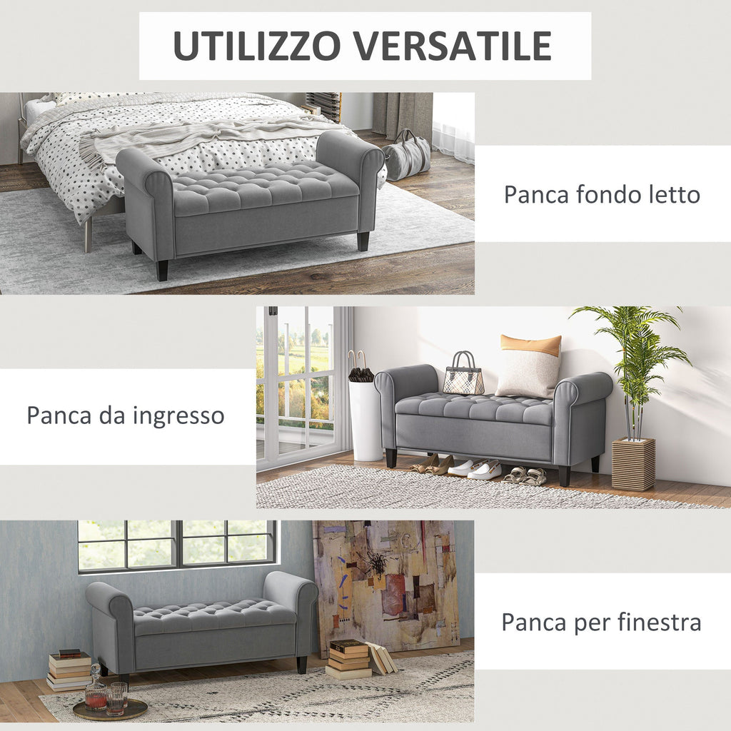 Homcom Bed Bed in Speed Fabrics With Storing And Armippers, 126x48.5x57 cm, Gray - Borgè