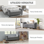 Homcom Bed Bed in Speed Fabrics With Storing And Armippers, 126x48.5x57 cm, Gray - Borgè