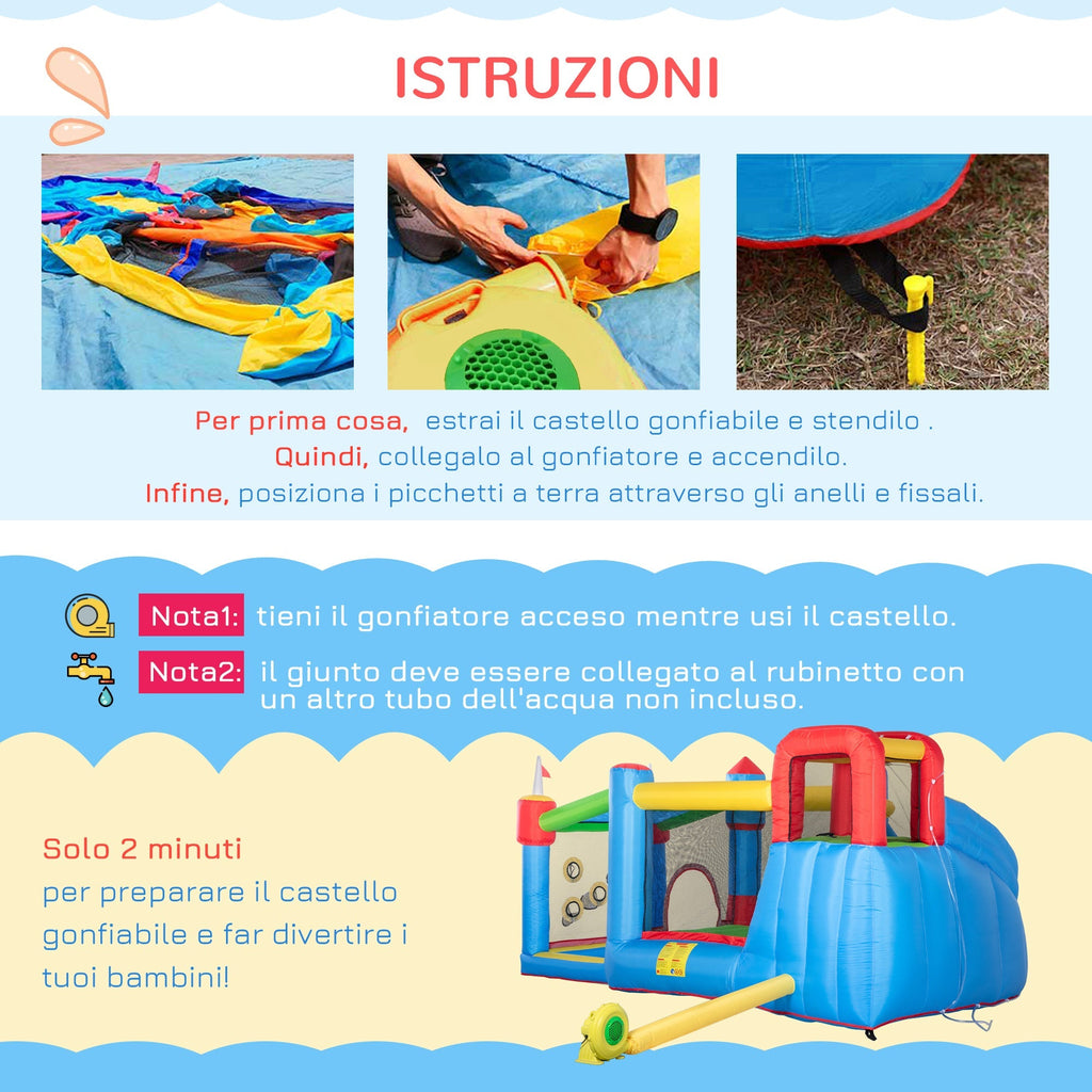 Inflatable Castle for Children with Slide, Trampoline and Pool, 390x300x197cm - Borge' Group Limited