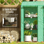 Outsunny garden greenhouse with pear coverage, 6 shelves and 2 roller shown doors, 143x46x151cm, green - Borgè