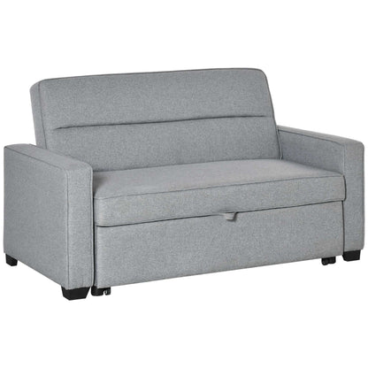 Sofa Bed at 1 Fabric square, 2 seater seat and back to 3 reclinations, 154x87x89cm - Grey - Borgè