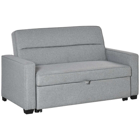 Sofa Bed at 1 Fabric square, 2 seater seat and back to 3 reclinations, 154x87x89cm - Grey