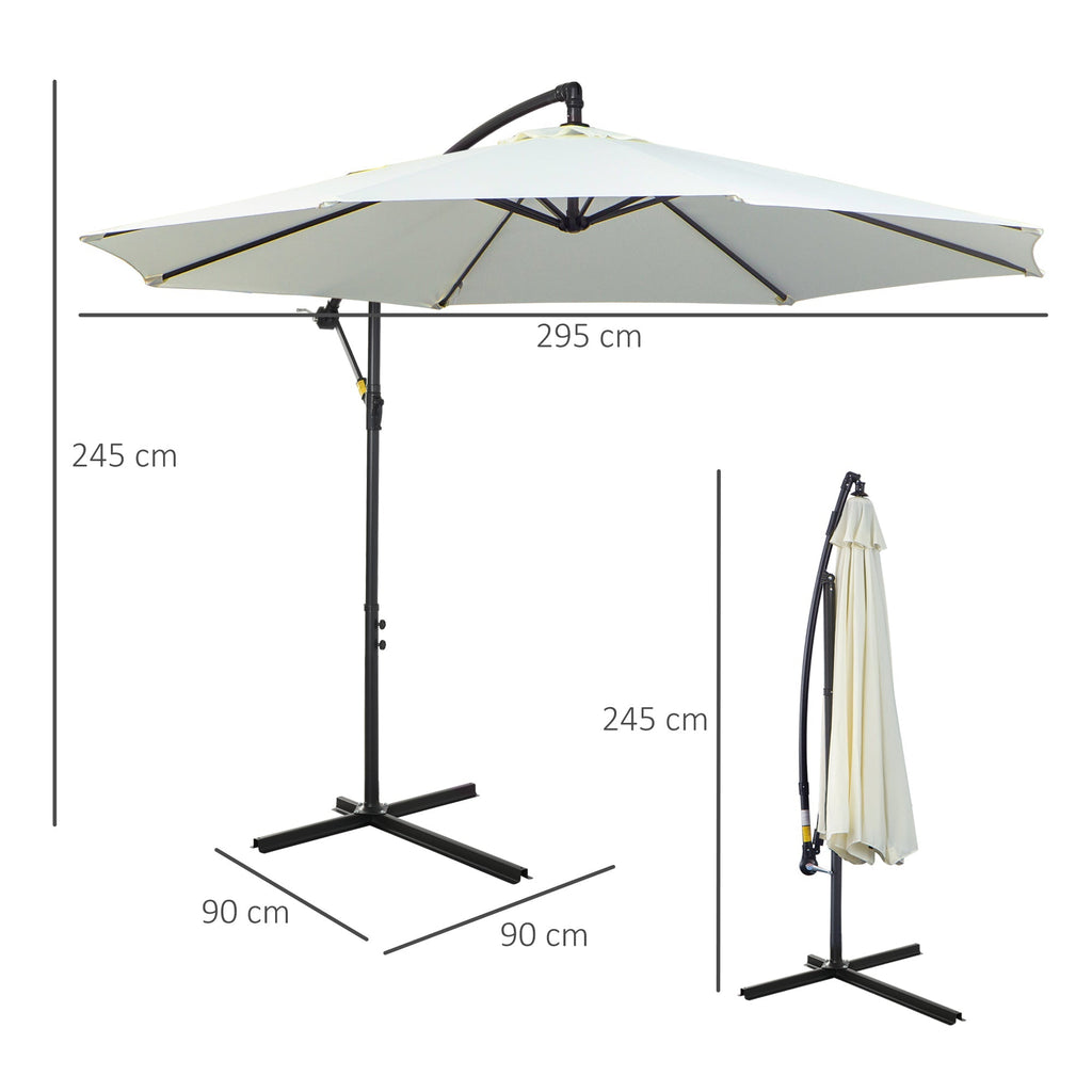 Outdoor Umbrella 3x2.5m with Crank, in Steel and Anti-UV Polyester, Cream - Borge' Group Limited