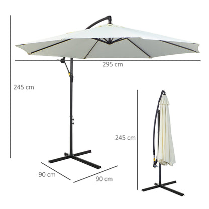 Outsunny garden umbrella with crank, φ3x2.5m, white