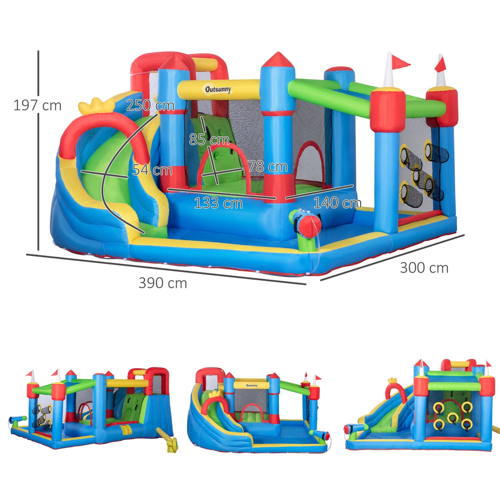 Inflatable Castle for Children with Slide, Trampoline and Pool, 390x300x197cm - Borge' Group Limited