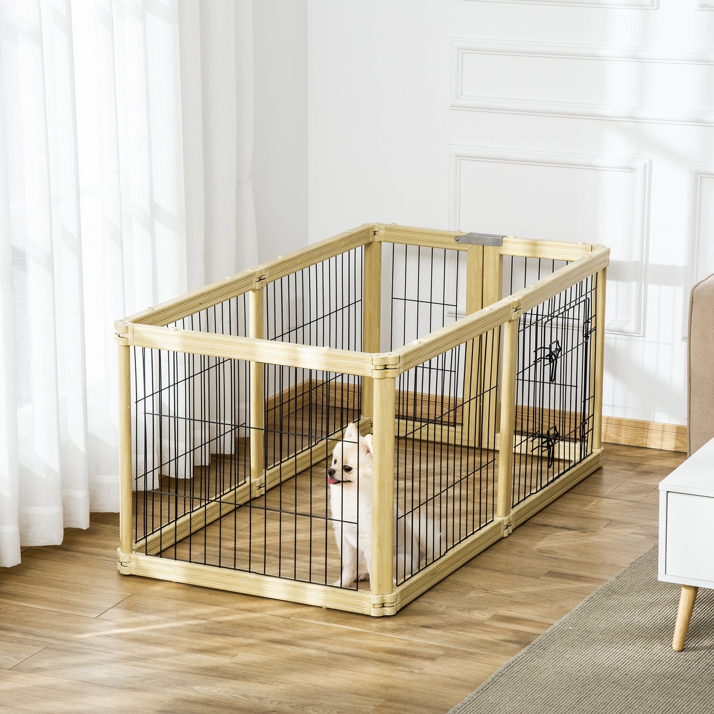 Pawhut box for dogs, animal fence, 6 panels with door and double stops, 70x62cm - Borgè