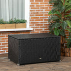 Rattan and Steel Garden Storage Chest with Lid, 95x60x53cm, Black - Borge' Group Limited