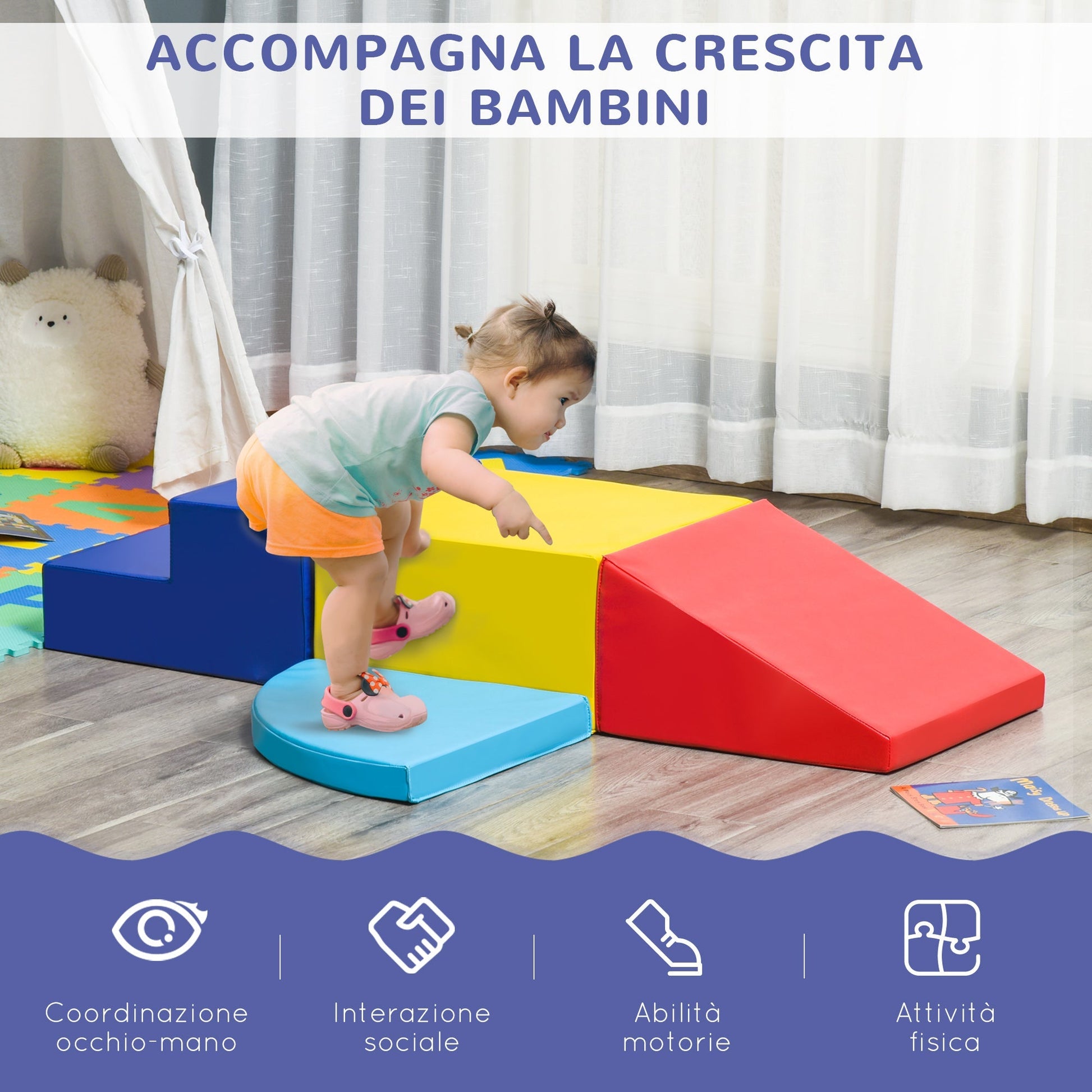 Set Soft Construction of 4 Pieces Educational Game for Children Age 1-3 years for home and school - Multicolor - Borgè