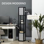 column ground lamp in mdf and plastic with 2 shelves, for living room, study and bedroom, 26x26x156 cm - Borgè