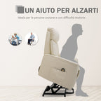 Electric Lift Recliner Chair 145°, Electric Relax Chair in PU Leather with Remote Control, Side Pockets and Integrated Footrest, Cream - Borgè