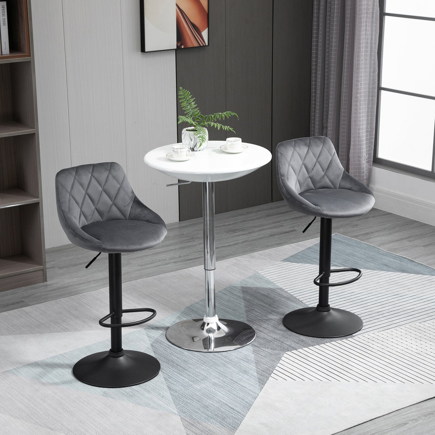 Set 2 swivel design bar stools with adjustable height - dark Grey/black - Borgè