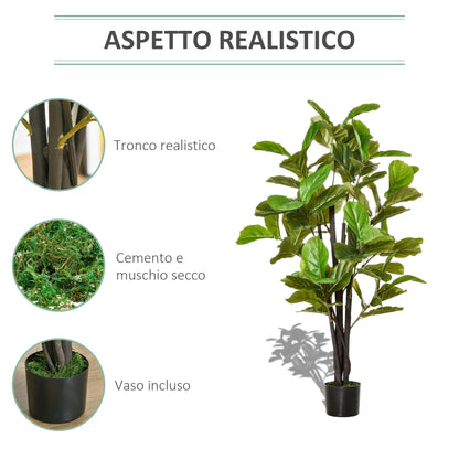 Ficus Artificial 130cm for interiors and exteriors, realistic artificial plant with 78 leaves - Borgè