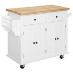 Kitchen Trolley spouses with drawers and wooden holders, 111x44.5x82.5cm, white - Borgè