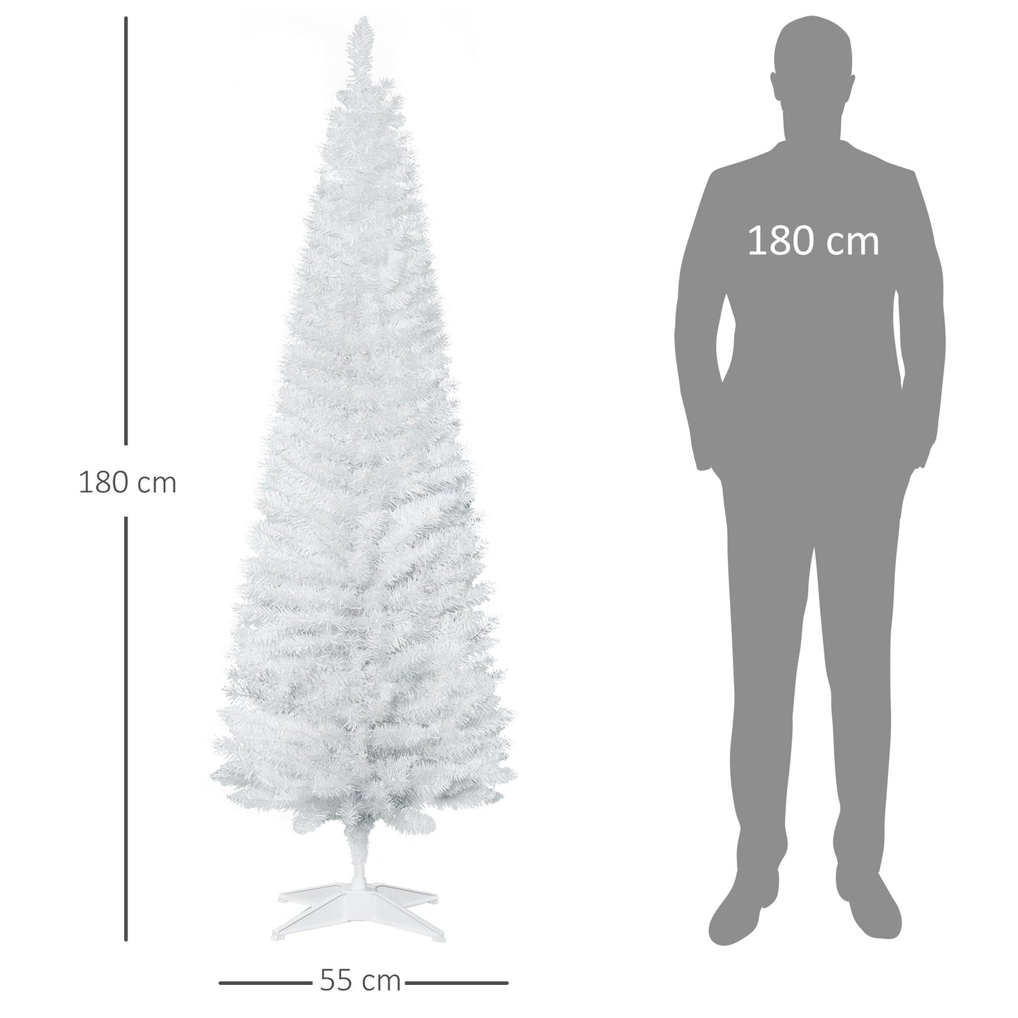 Artificial Christmas tree in PVC with 390 branches and plastic base - white - Borgè