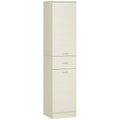 Wooden Bathroom Cabinet with drawer, 2 adjustable lockers and shelves, 34x34x150 cm, wood color - Borgè