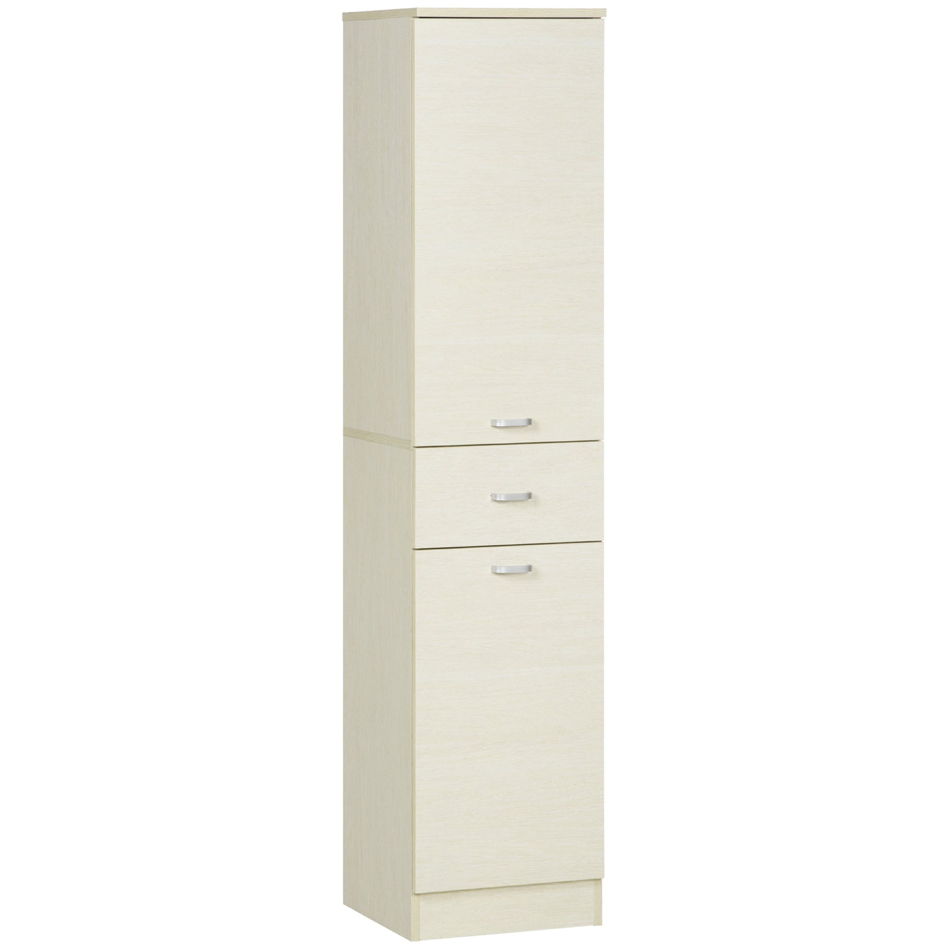 Wooden Bathroom Cabinet with drawer, 2 adjustable lockers and shelves, 34x34x150 cm, wood color - Borgè