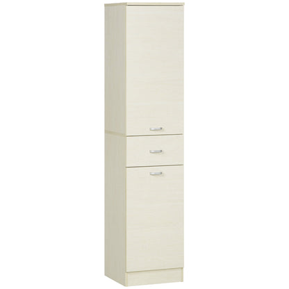 Wooden Bathroom Cabinet with drawer, 2 adjustable lockers and shelves, 34x34x150 cm, wood color - Borgè