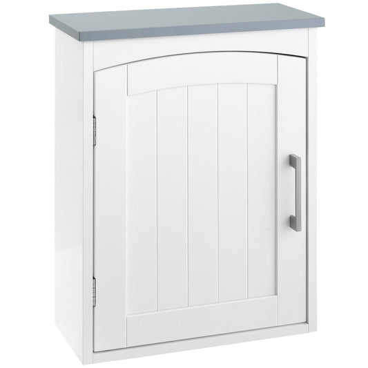 Kleankin Bathroom Wall Mobile at one door with adjustable shelf, 41x18.5x52cm, white and Grey - Borgè