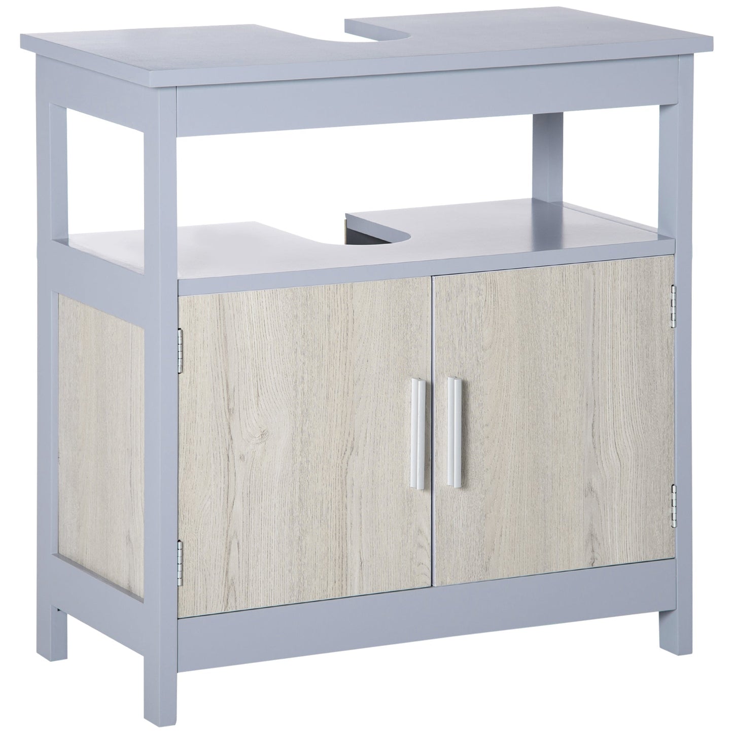 Grey Sink Vanity for Bathrooms with open shelf | 60x30x62cm