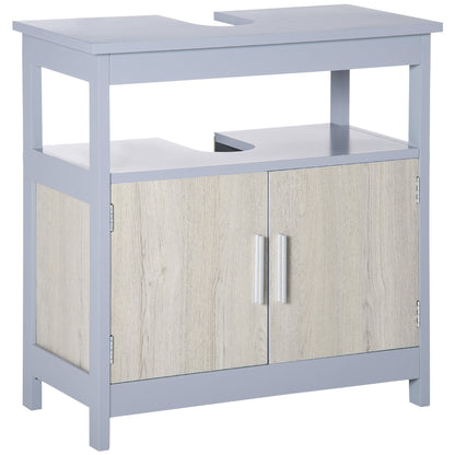 Grey Sink Vanity for Bathrooms with open shelf | 60x30x62cm