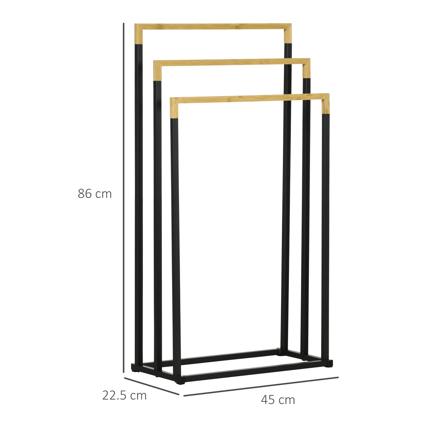 Kleankin 3 bamboo and steel bars with self -supporting design, 45x22.5x86 cm - Borgè